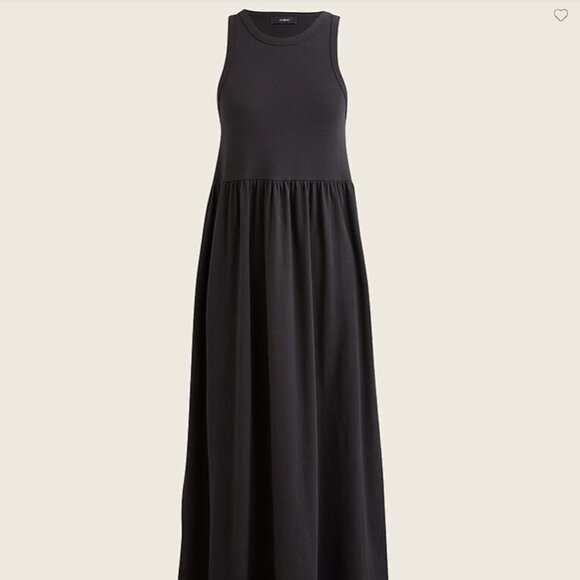 NWT J. Crew Black Crew Neck Sleeveless Tank A-Line Maxi Dress 100% Cotton Small - Picture 1 of 8